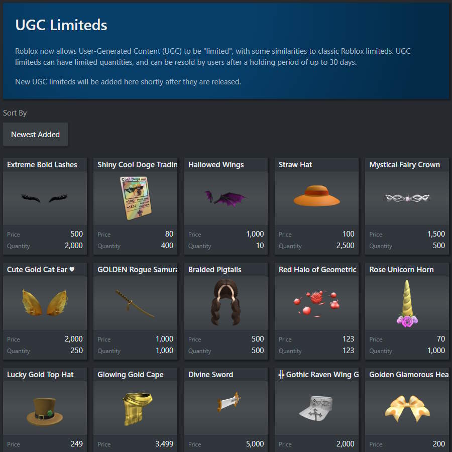 Roblox Trading News  Rolimon's on X: Roblox's highly anticipated UGC  limiteds are now released! We will post updates here as replies as more  information becomes available Here is the Roblox Dev Forum announcement for UGC  limiteds
